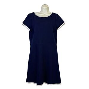 J Crew Factory short sleeve Tipped Ponte Women Navy Dress Size 8